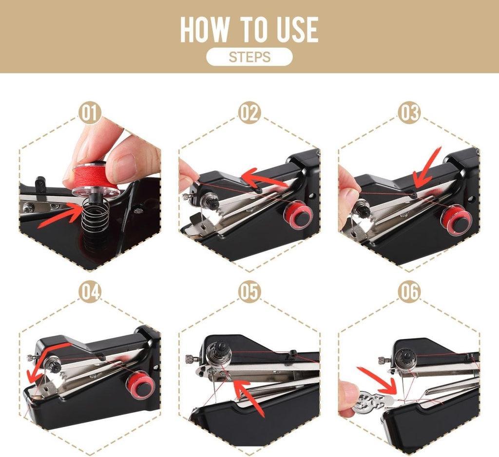 PREMIUM Portable Mini Electric Sewing Machine - Cordless Handheld for Quick Fabric Repairs & DIY Crafts, Ideal for Beginners - GingerDrop.in