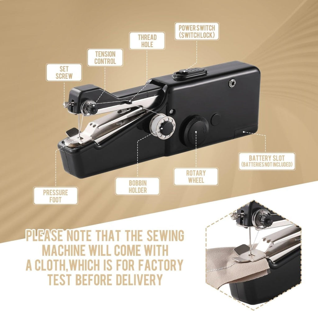 PREMIUM Portable Mini Electric Sewing Machine - Cordless Handheld for Quick Fabric Repairs & DIY Crafts, Ideal for Beginners - GingerDrop.in