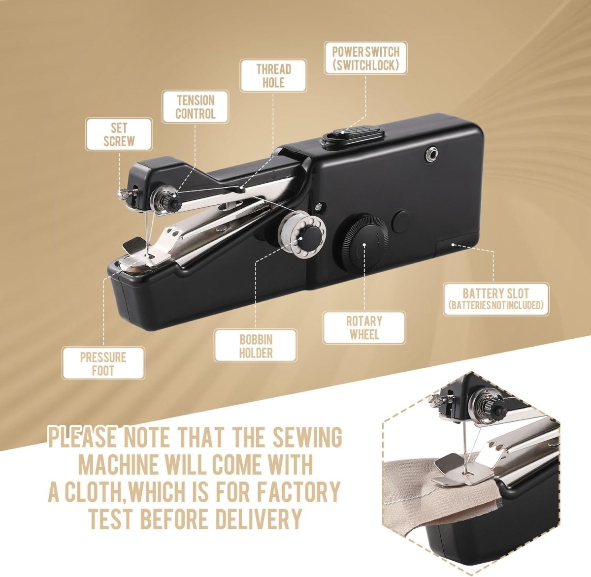 PREMIUM Portable Mini Electric Sewing Machine - Cordless Handheld for Quick Fabric Repairs & DIY Crafts, Ideal for Beginners - GingerDrop.in